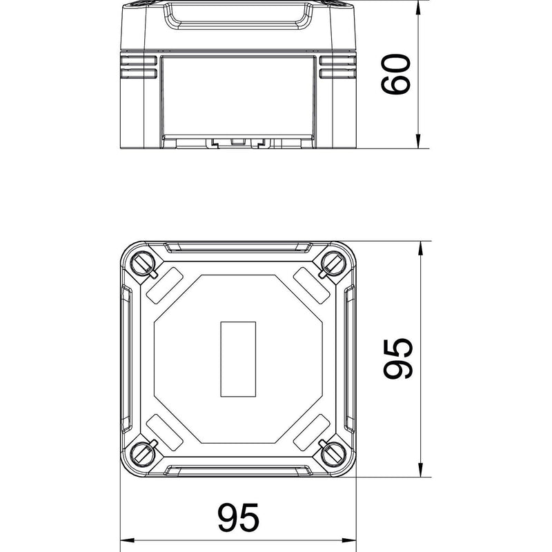 OBO Bettermann - Dose, Gehäuse für Montage auf der Wand/Decke Leergehäuse X01C LGR-TR m.transp. Deckel