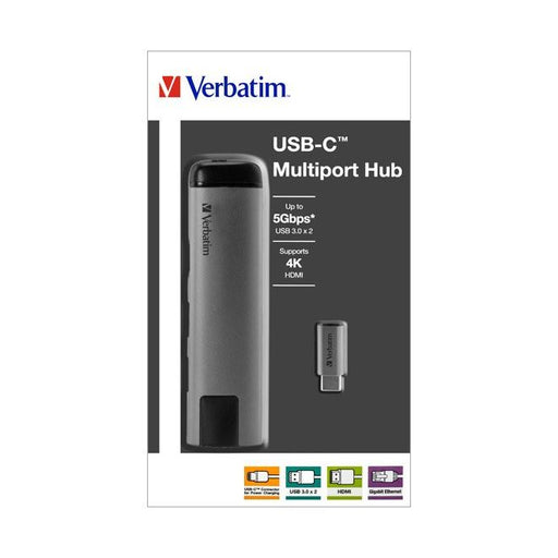 Verbatim - PC-Kabel USB 3.1-C Hub 49141 2xUSB3.0,HDMI4K,RJ45