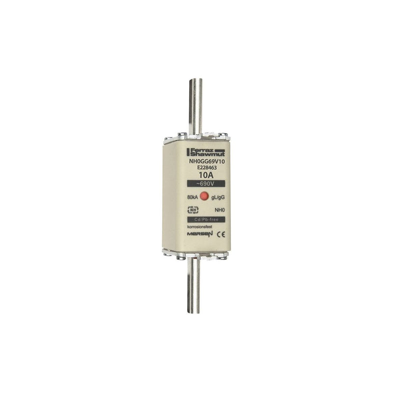 Mersen - Messersicherung NH-Sicherungseinsatz SF NH0GG69V10 Gr.0 gG 10A/690V KM − 3 Stück