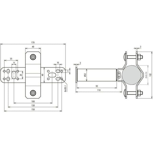 DEHN - Zubehör/Ersatzteile für Erdung und Blitzschutz Wandbefestigung WBD40.50SEWA110V2A