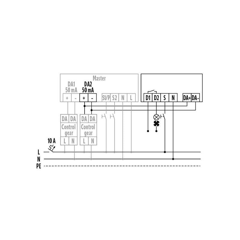 ESYLUX - Bussystem-Schaltaktor Schaltmodul ACTUATORSEMIA.C4DALI UP für DALI-Bus
