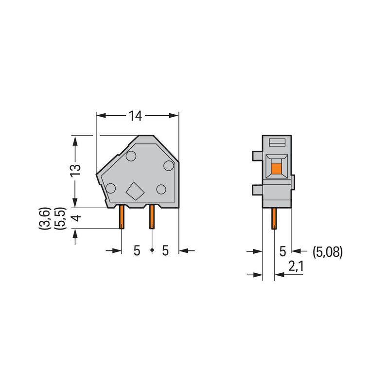 WAGO - Leiterplattenklemme Einzelklemme 236-401 2,5qmm − 100 Stück
