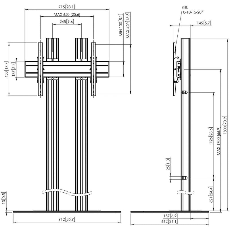 Vogels - Halterung für Audio-/Videosysteme Bodenstandfuß FD1864 sw Connect-it,180cm