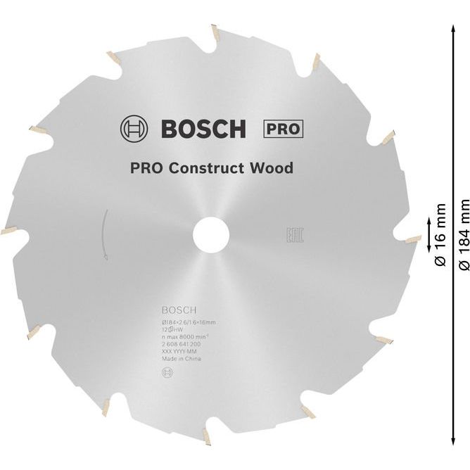 Bosch - Kreissägeblatt PRO Construct Wood 2608641200 Kreissägeblatt 184 x
