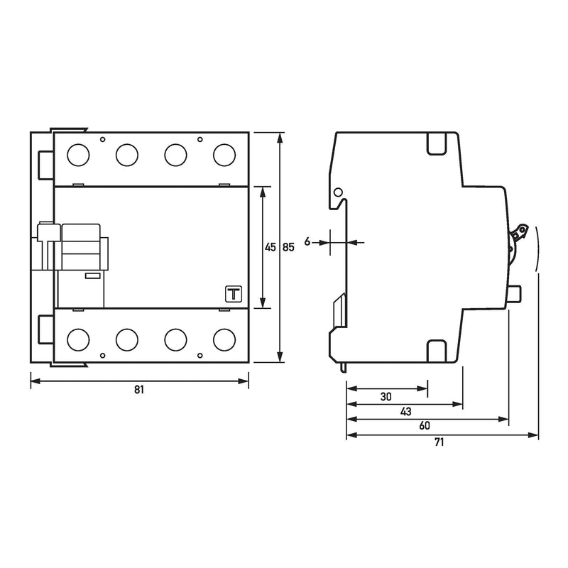 Doepke - Fehlerstrom-Schutzschalter mit Zusatzeinrichtung FI-Schalter DFS4 063-4/0,03-A NA