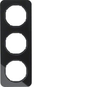 Berker - Abdeckrahmen Rahmen Glas/sw 10132116 3fach
