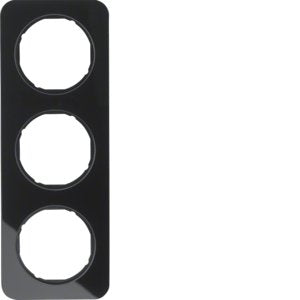 Berker - Abdeckrahmen Rahmen Glas/sw 10132116 3fach