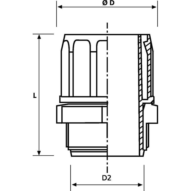 HellermannTyton - Kunststoff-Schutzschlauch-Verschraubung Verschraubung FG21-PG16 − 10 Stück