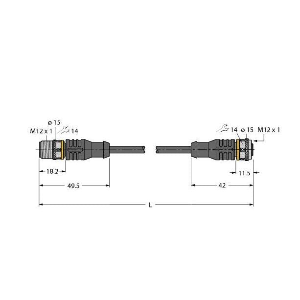Turck - Rundsteckverbinder, feldkonfektionierbar (Industriesteckverbinder) PUR-Kabelmantel RSC-RKC5701-6M Thin