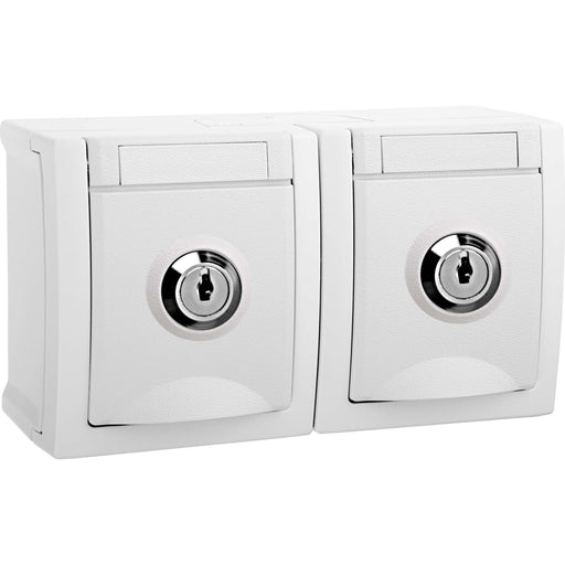 Panasonic - Steckdose abschließb. 2-f. 90591173-DE waag.Nr.3,FR-AP IP54 − 8 Stück