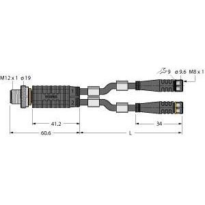 Turck - Passiver Sensor-/Aktor-Verteiler (mit Leitung) Zweifachverteiler VBRS4.42PKG3M2/2/TEL − 1 Stück