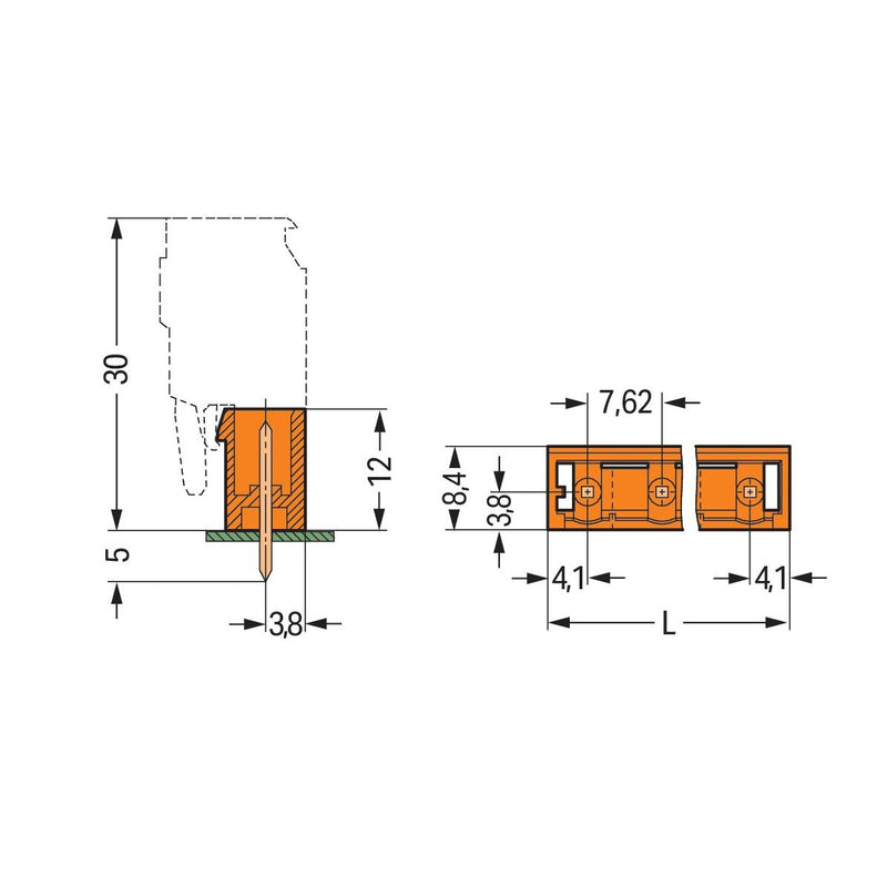 WAGO - Leiterplattensteckverbinder Stiftleiste 231-767/001-000 7,62mm − 50 Stück