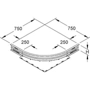 Niedax - Winkelansatzstück für Kabelrinne Eckanbaustück WAER 105 E3 H=106,5mm