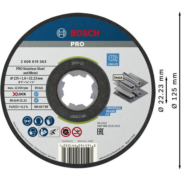 Bosch - Trenn-/Schleifscheibe PRO Stainless Steel and 2608619364 Metal X-Lock