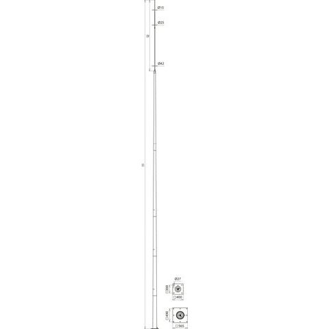 DEHN - Fangeinrichtung für Blitzschutz Tele-Blitzschutzmast TBM22.35MFP565STTZN ÜFL 22,35m St/tZn