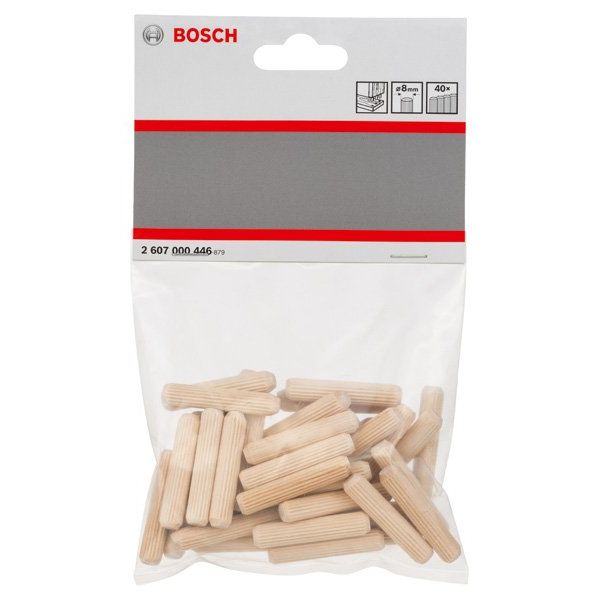 Bosch - Stab-/Riffeldübel Holzdübel 8 mm, 2607000446 40 mm, 40er-Pack
