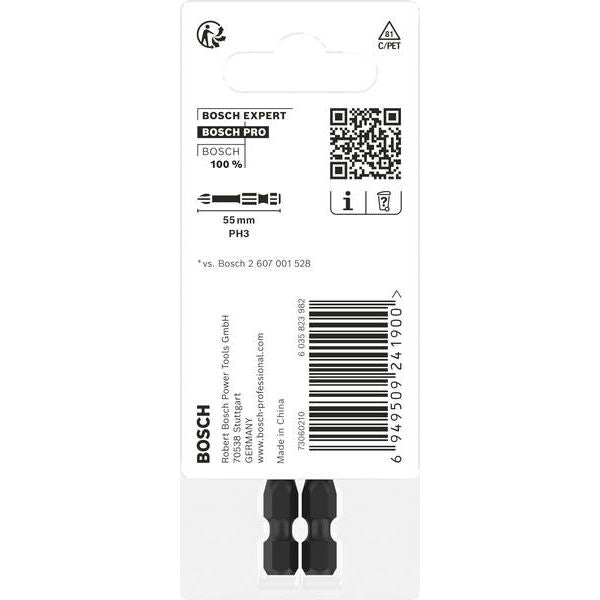 Bosch - Bit PRO Phillips Impact Bit, 2608522521VE(2) PH3, 55 mm, 2-tlg