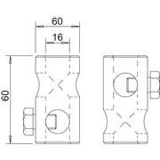 OBO Bettermann - Verbinder für Blitzschutz T-Verbinder 101 IT-16 f.16mm GFK-Stangen − 10 Stück