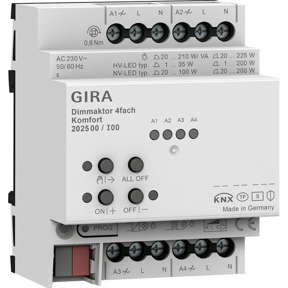Gira - Bussystem-Dimmaktor Dimmaktor 202500 4-f. REG KNX Secure
