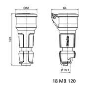 Bals Elektrotech - Schutzkontaktkupplung Schutzkontakt-Kupplung 7493 16A 250V IP44, rot − 20 Stück