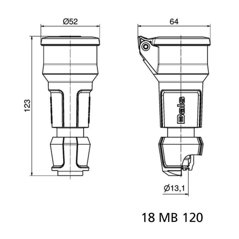 Bals Elektrotech - Schutzkontaktkupplung Schutzkontakt-Kupplung 7493 16A 250V IP44, rot − 20 Stück
