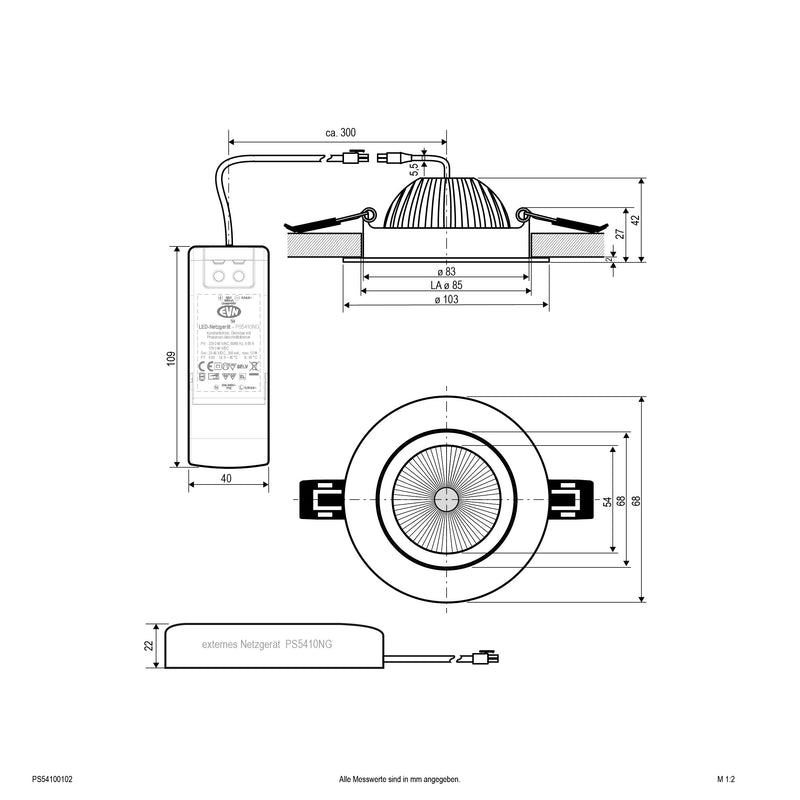 EVN Lichttechnik - Downlight/Strahler/Flutlicht LED-Deckenleuchte PS54100102 schwenkbar