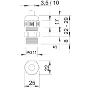 OBO Bettermann - Kabelverschraubung Verschraubung V-TEC PG11 SGR − 50 Stück