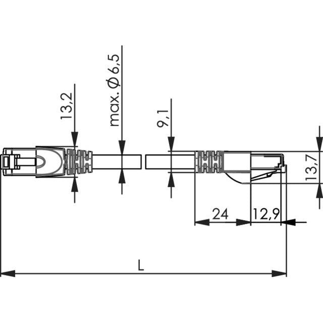 Telegärtner - Patchkabel Kupfer Patchk.S/FTP Cat.6A 100008749 sw 5,0m PE MP8 FS5 − 1 Stück