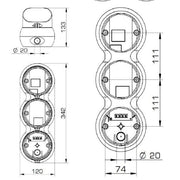 Grothe - Signalsäulenelement, Anschlussmodul Basis-Ampelmodul AMP 8909 3LE 120-240VAC