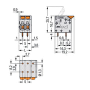 WAGO - Leiterplattenklemme Hebel 2604-1109 4mm²,grau − 40 Stück