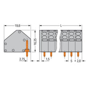 WAGO - Leiterplattenklemme 2-Leiter-Federleiste 806-106 1,5mm² − 150 Stück