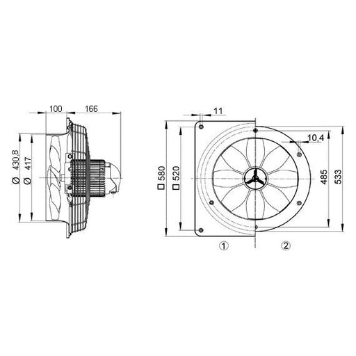 Maico - Wandventilator für Industrie und Gewerbe Ventilator EZQ 40/6 B 2600cbm/h,100W,IP55