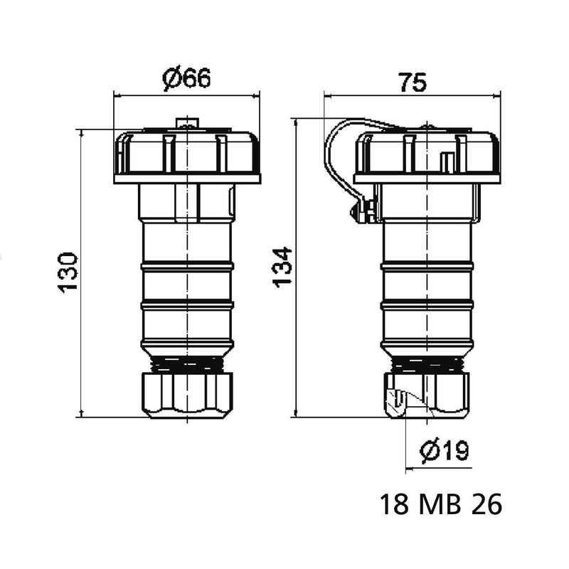 Bals Elektrotech - Schutzkontaktkupplung Schutzkontakt-Kupplung 16A 745 3p 230V IP68