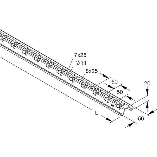 Niedax - Montageplatte für Kabeltragsystem Gitterrinnen-Tragwinkel GTTW 500 S Länge 550mm