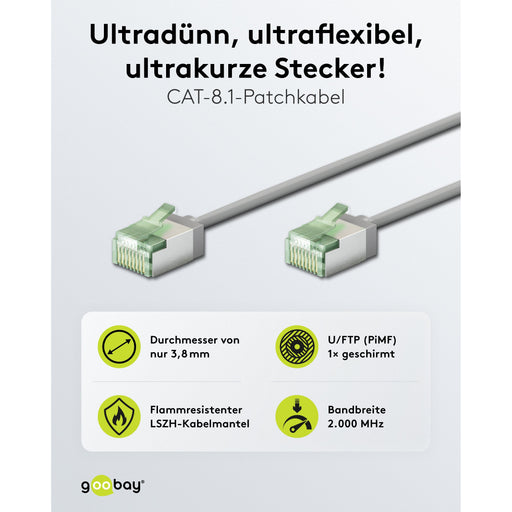 Goobay - Patchkabel Kupfer Patchkabel U/FTP Cat8.1 74347 Ultraflexibel,slim,g