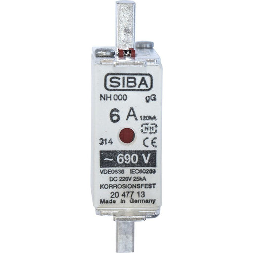 Siba - Messersicherung NH-Sicherungseinsatz 2047713.20 20A NH00 gG 690V − 3 Stück