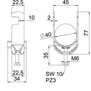 OBO Bettermann - Bügelschelle BS-F1-K-40 ALU 34-40mm − 100 Stück