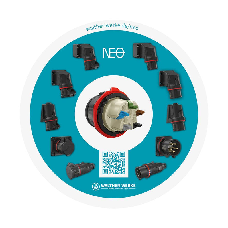 Walther Werke - CEE-Gerätestecker (IEC 60309) CEE NEO Phasenwender FW714505PH 16A 5P 5h IP54 − 10 Stück