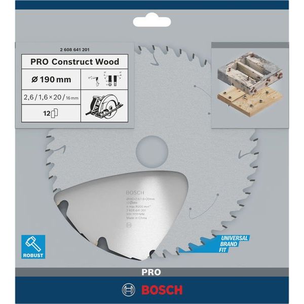 Bosch - Kreissägeblatt PRO Construct Wood 2608641201 Kreissägeblatt 190 x