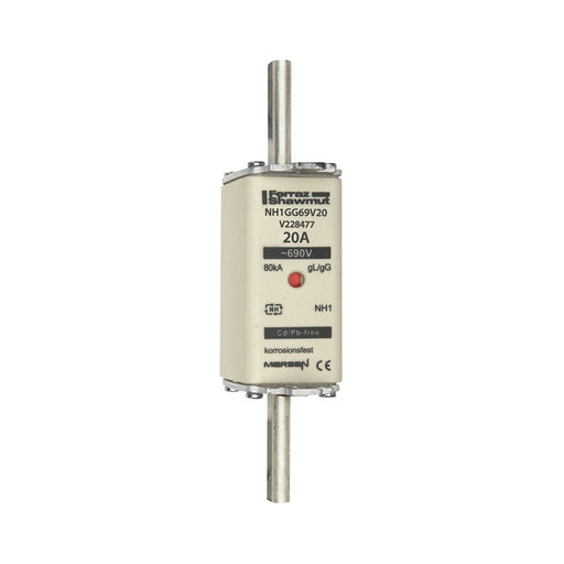 Mersen - Messersicherung NH-Sicherungseinsatz SF NH1GG69V16 Gr.1 gG 16A/690V KM − 3 Stück
