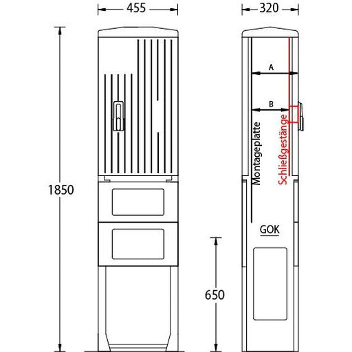 uesa - Gehäuse/Schaltschrank (leer) Leersäule IP44 A060-M-1850 1850x455x320