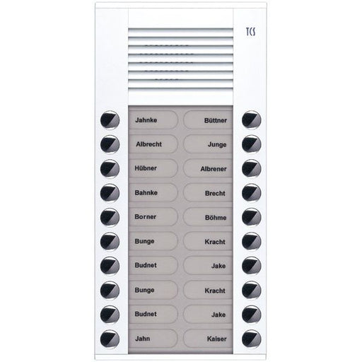 TCS Tür Control - Türstation für Türkommunikation Audioaußenstation 2-reihig PES20-WS/04 20 Tasten AP weiß