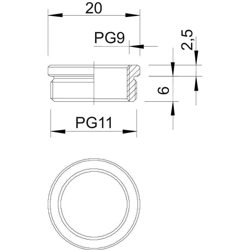 OBO Bettermann - Erweiterungs-/Reduzierring Reduktion 167 R MS PG11-9 − 50 Stück
