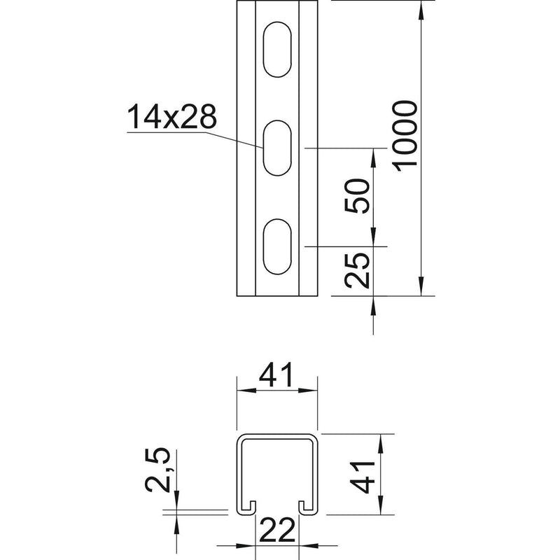 OBO Bettermann - Stiel/Profilschiene Profilschiene MSL4141PP1000FT