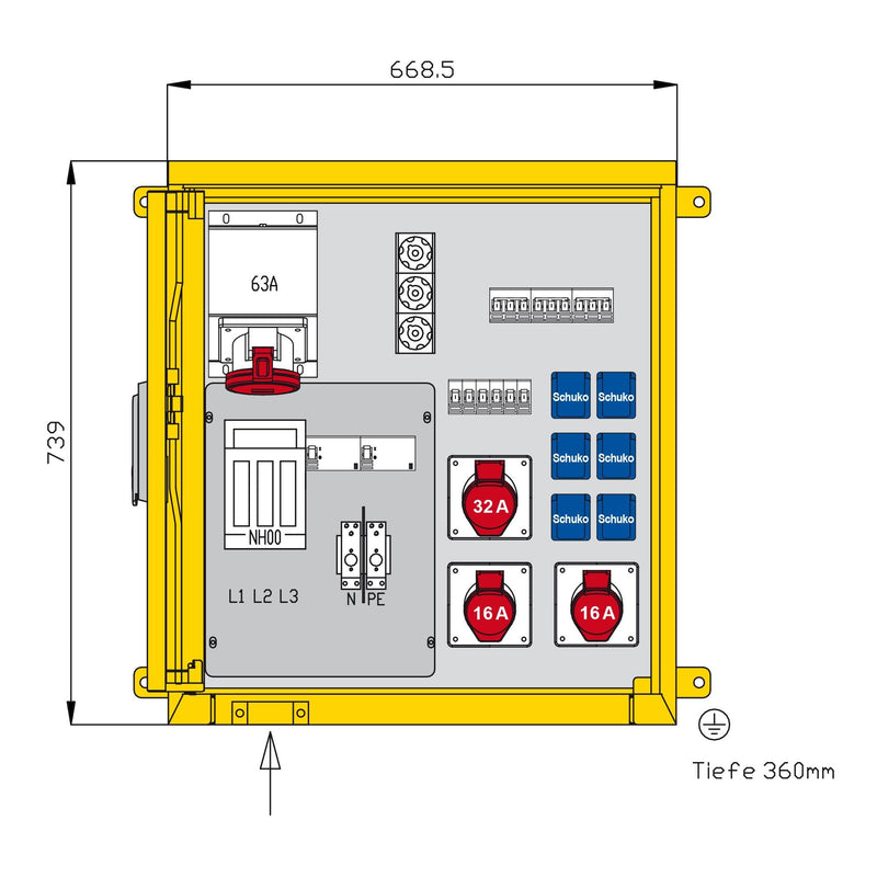 Walther Werke - Baustromverteiler Aufputzverteiler WAP0362 55kVA, 2 RCDs TypA