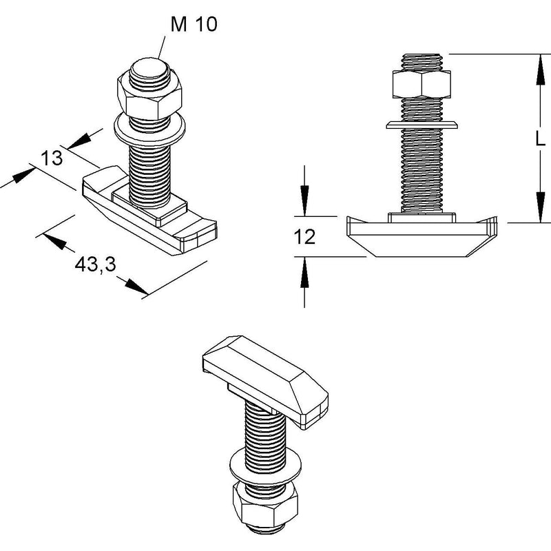 Niedax - Hammerkopfschraube Hakenkopfschraube HK 610/50