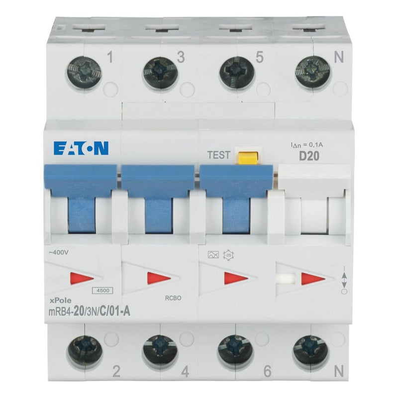 Eaton - Kombination FI-Schalter/Leitungsschutzschalter FI/LS Kombination mRB4-20/3N/D/01-A 20A 100mA