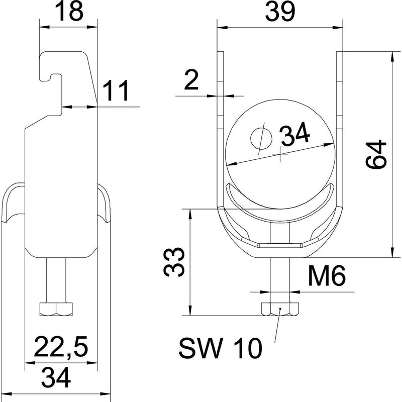 OBO Bettermann - Bügelschelle BS-U1-M-34 FT 28-34mm − 100 Stück