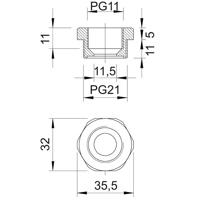 OBO Bettermann - Erweiterungs-/Reduzierring Reduktion 107 R PG21-11 PA − 50 Stück