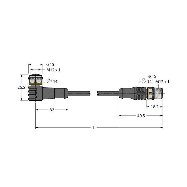 Turck - Konfektioniertes Sensor-Aktor-Kabel Aktuator- u. Sensorleitung WKC4T-7-RSC4T/TEL PVC